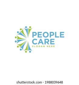 People Care Logo Design. people flower logo