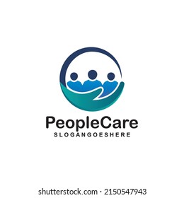 People Care Logo Design Template. Symbol der Betreuung der Mitmenschen, Solidaritätsbegriff des Menschen, Vektorgrafik, humanitäre Aktivitäten