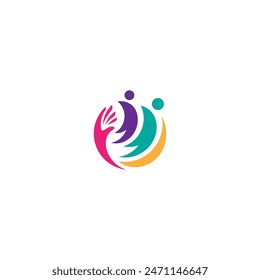 people care logo design template with colorful style