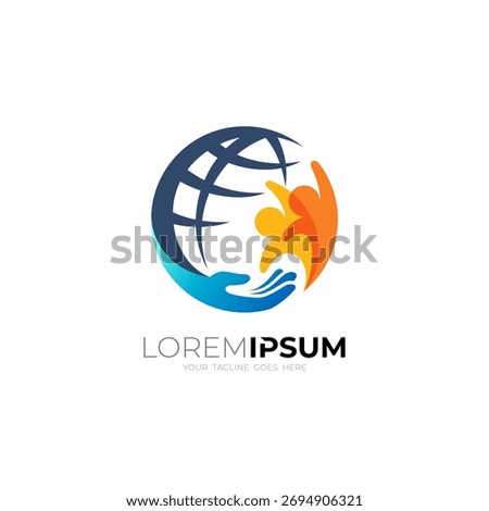 People care logo and earth design combination, charity logos