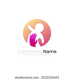 People care logo with hand design circle, charity logos, unity
