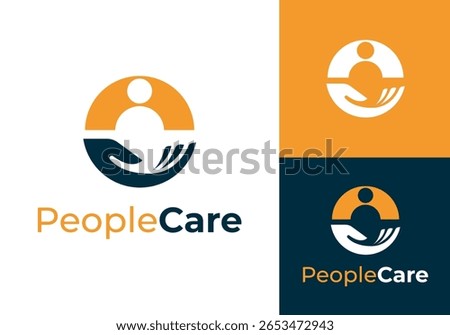People Care logo. People with Hand elements logo design