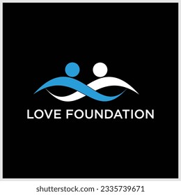 People Care Logo, People With Hand In Heart Shape, Logo Template.Design logo template for a foundation or company