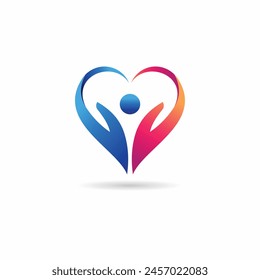 people care logo in heart or love and hand caring shapes combination concept.