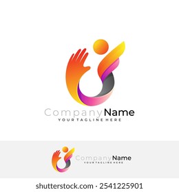 People care logo and letter U design combination, unity logos,