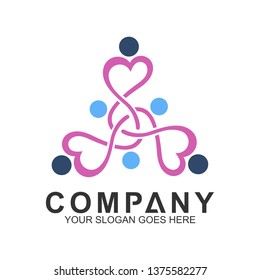 People Care Logo, Love and human community icon