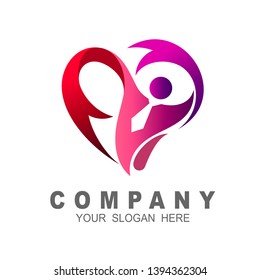 People care logo , love icon and human community, ribbon icon , caring logo