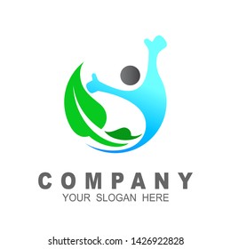 people care logo, medical icon, leaf in circle symbol