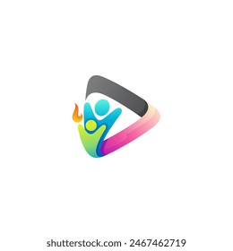 people care logo with play design vector, 3d style