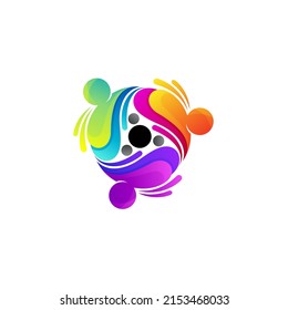 People care logo with social design community, family