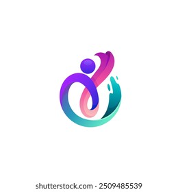 People care logo, social icon with person logo inside circle