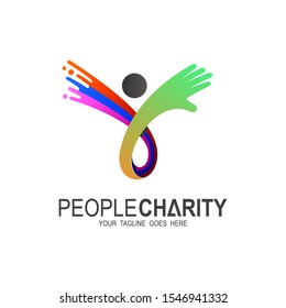 People Care Logo Template, colorful design illustration, Letter y logo