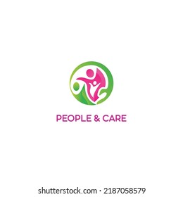 People Care Logo Template, Care And Protection Logo, Circle With Hand And People Logo, Care Logo