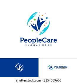 People care logo vector template, Creative People care logo design concepts