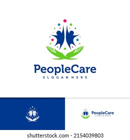 Plantilla vectorial del logotipo del cuidado de personas, conceptos de diseño del logotipo del cuidado de personas creativas