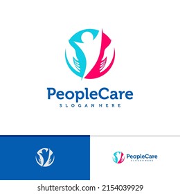 People care logo vector template, Creative People care logo design concepts
