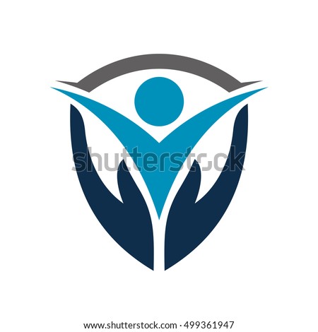 People Care and Protection Logo, Childcare Vector Logo Design, Shielding Logo