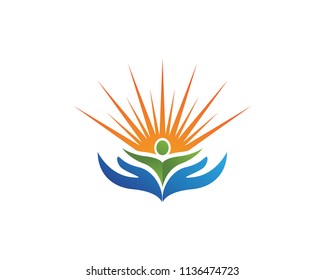 People care and sun nature therapy vector template logo