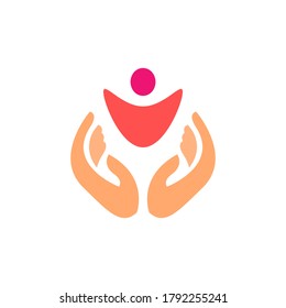 Menschen kümmern sich um Vektorsymbol-Logo-Design