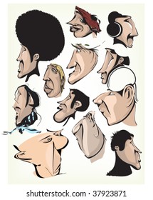 People caricature. Comic person faces graffiti characters