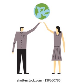 people caring about the planet vector illustration