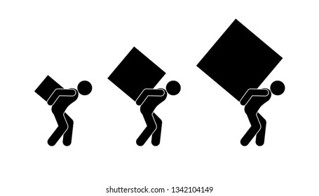 People Carry Box Stick Figure Man Icon Pictogram Mover