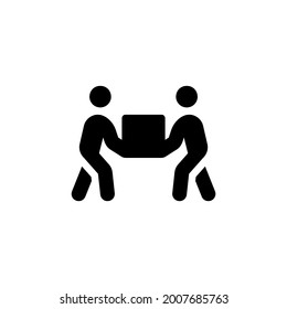 People carry the load vector icon. Two people are carrying a load. Delivery black flat symbol isolated Vector EPS 10