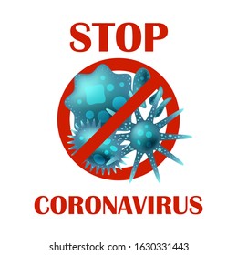 People carry a poster Stop MERS corona Virus sign. Vector Illustration. Stop coronavirus poster print