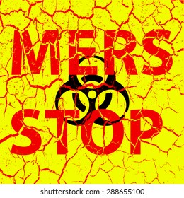 People carry a poster Stop MERS  Virus sign.  Vector Illustration.