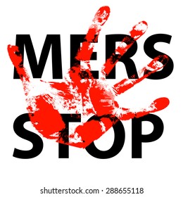 People carry a poster Stop MERS  Virus sign.  Vector Illustration.