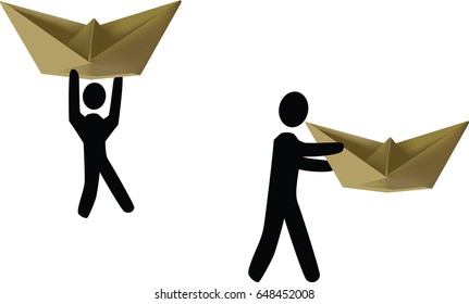 People carry their boat