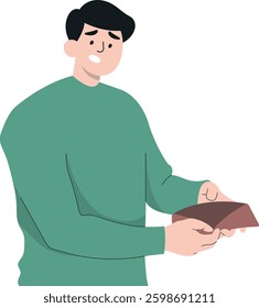 People Carrying Empty Wallet with Shocked Expression. Vector Illustration Isolated on a White Background.