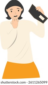 People Carrying Empty Wallet. Vector Illustration with Cartoon Style.