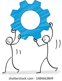 People carrying gears illustration material