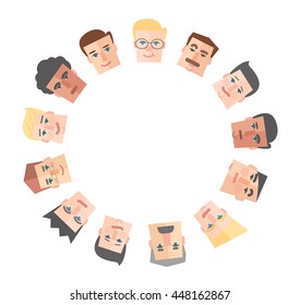 people cartoon around the empty circle background vector