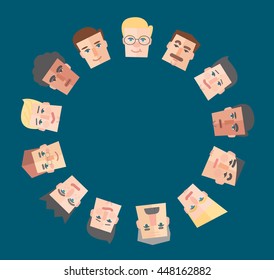 people cartoon around the empty circle background vector