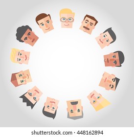 people cartoon around the empty circle background vector