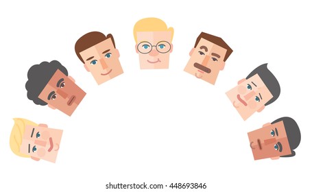 people cartoon around the empty circle background vector