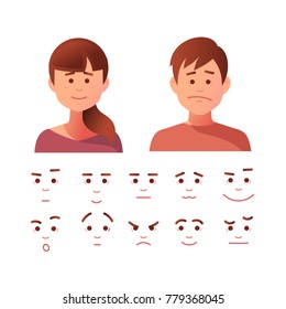 People cartoon avatars set. Guy and a girl. Smiling cartoons for the banner. Vector illustration.
