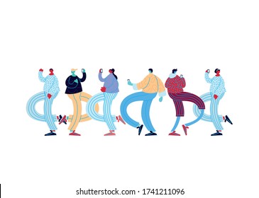 People cartoons with casual cloth and smartphones chatting design, Message chat and communication theme Vector illustration