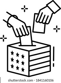 People Casting their Vote Vector Icon Design, Presidential elections in United States 2020 Symbol on White background, Ballot Box Concept, 