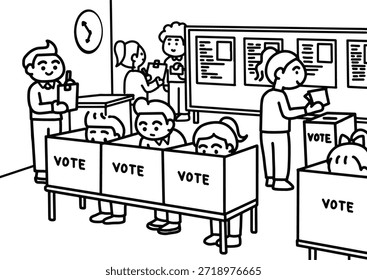 Personas emitiendo sus votos en la mesa electoral