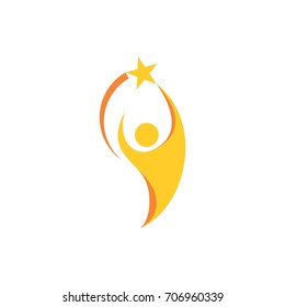 People Catch Star Logo Template