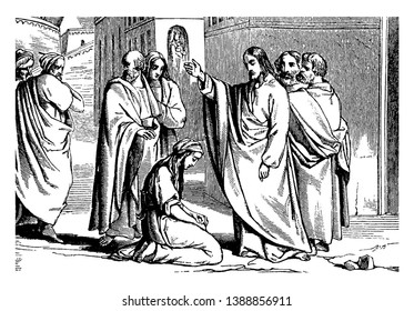 The people caught a woman in the act of adultery and they asked Jesus to punish her as per the law but Jesus says that only that person will cast the first stone at the woman who is without sin.