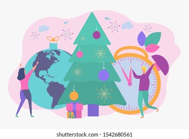 People celebrate the new year 2020. Metaphor of carporative celebrations. Office workers celebrate the holiday