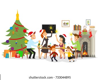 people celebrate the new year. vector illustration