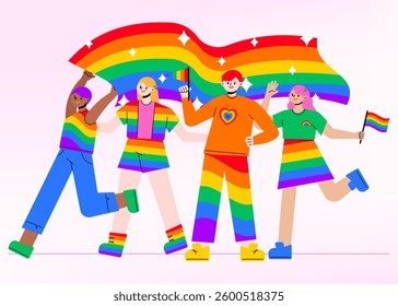 People Celebrate Pride Month with Love and Equality and Diversity Poster Template