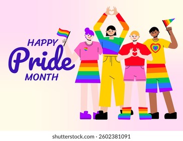 People Celebrate Pride Month with Love and Equality and Diversity Poster Template