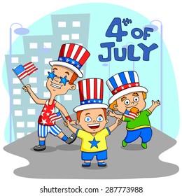 People celebrating 4th of July Independence Day of America in vector