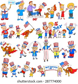 People celebrating 4th of July Independence Day of America in vector